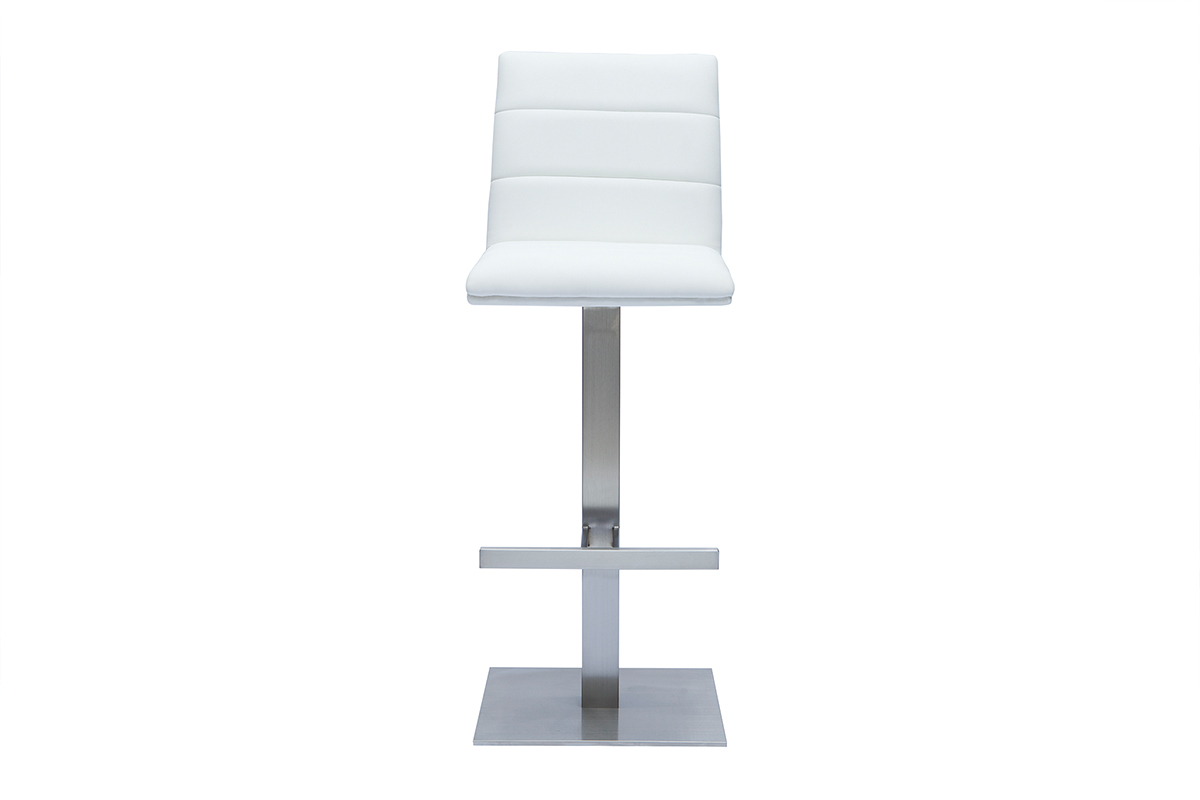 Tabouret de bar design blanc et inox bross NENY