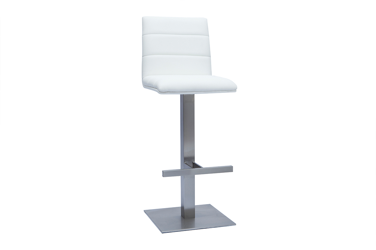 Tabouret de bar design blanc et inox bross NENY