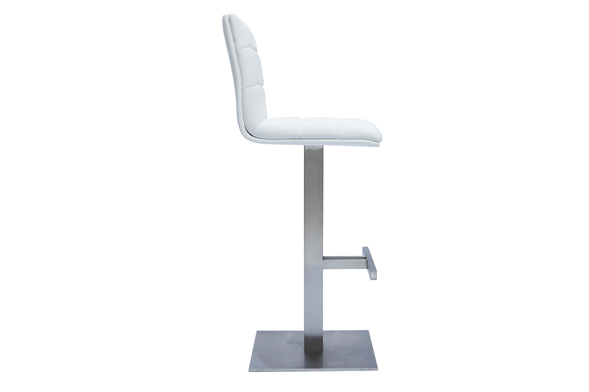 Tabouret de bar design blanc et inox bross NENY