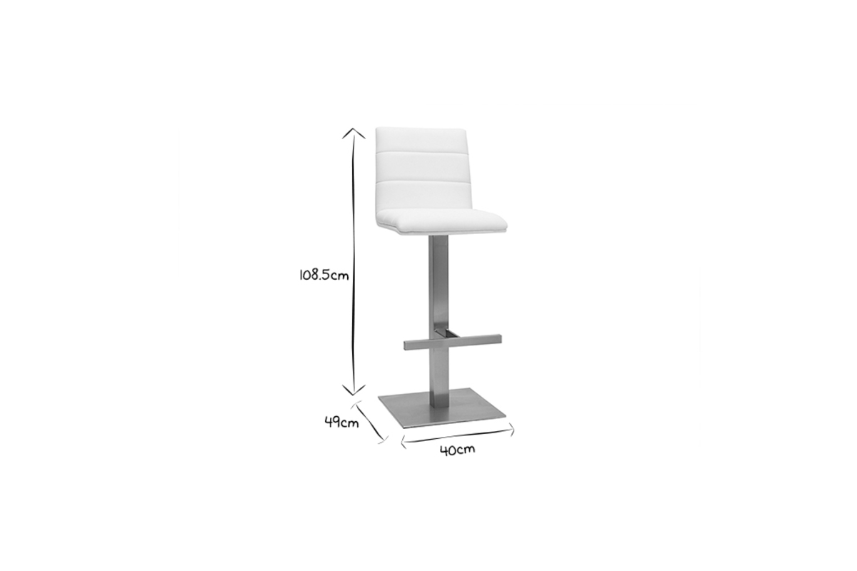 Tabouret de bar design blanc et inox bross NENY