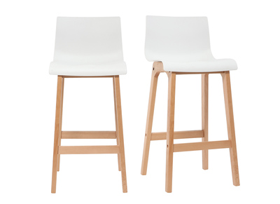 Tabouret de bar design bois et blanc 65cm lot de 2 NEW SURF