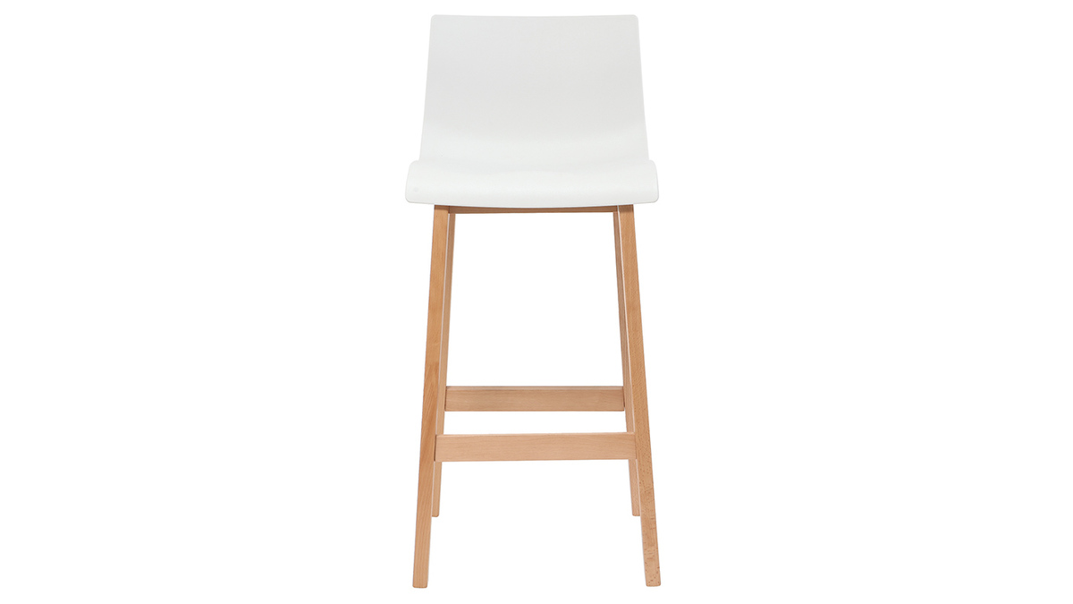 Tabouret de bar design bois et blanc 75 cm (lot de 2) NEW SURF