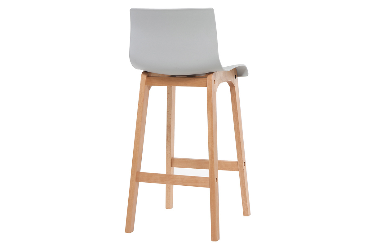 Tabouret de bar design bois et gris clair 75 cm (lot de 2) NEW SURF