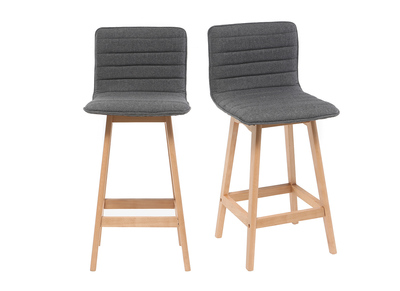 Tabouret de bar design bois et gris fonc&eacute; 65cm lot de 2 EMMA