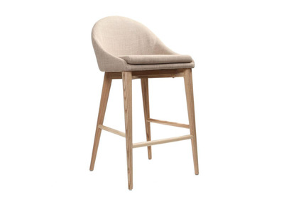 Tabouret de bar design bois polyester beige DALIA
