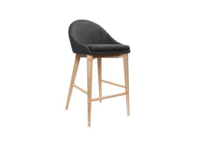 Tabouret de bar design bois polyester gris anthracite DALIA