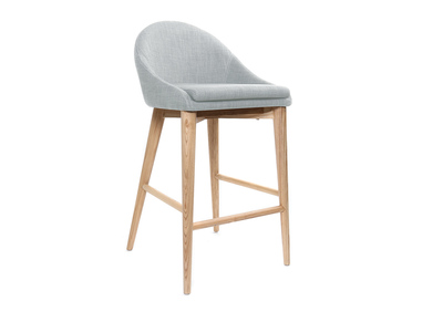 Tabouret de bar design bois polyester gris clair 65cm DALIA
