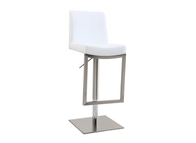 Tabouret de bar design contemporain - m&eacute;tal et PU blanc - KYLE