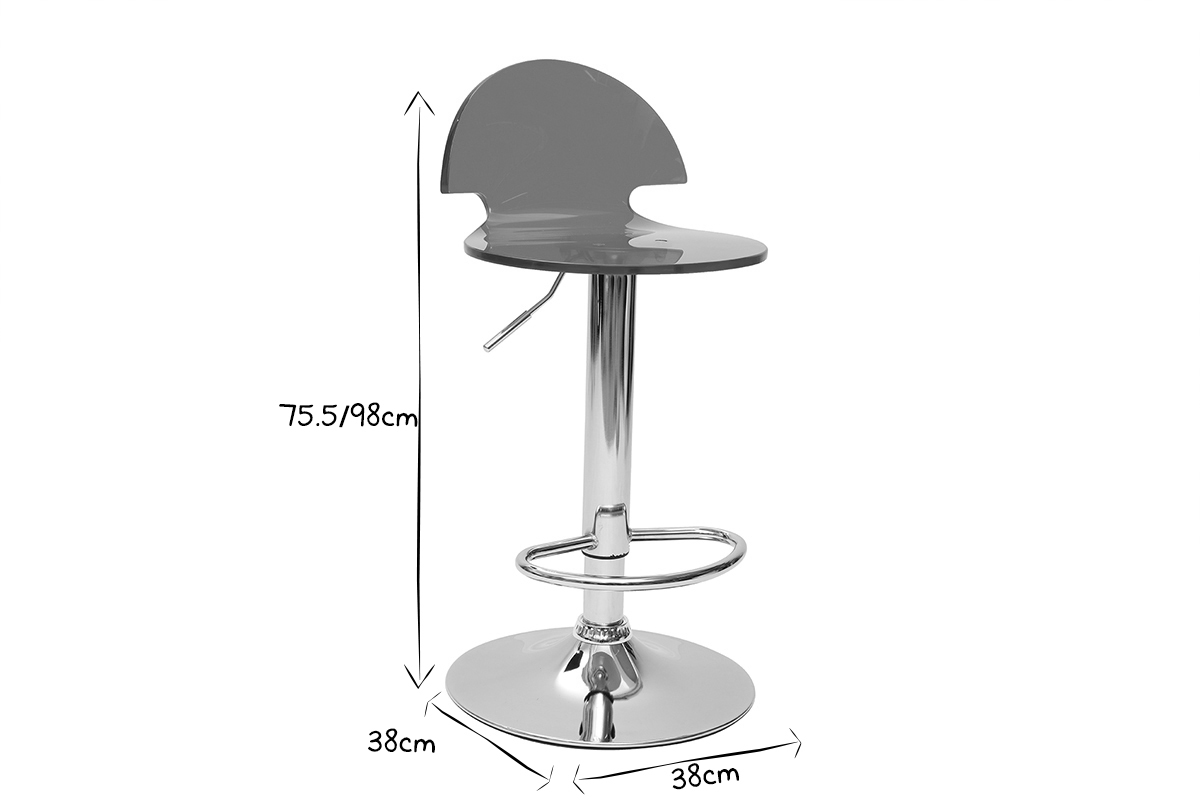 Tabouret de bar design en plexiglas rouge transparent ORION