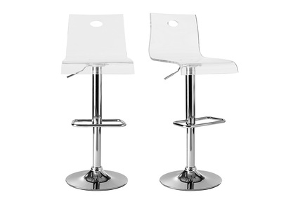 Tabouret de bar design en plexiglas transparent (lot de 2) SATURNE