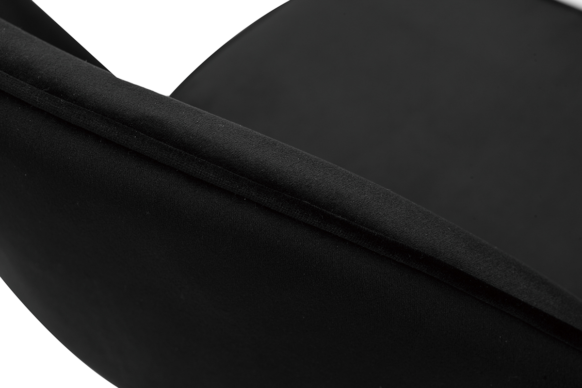 Tabouret de bar design en velours noir et mtal BELLEROSE