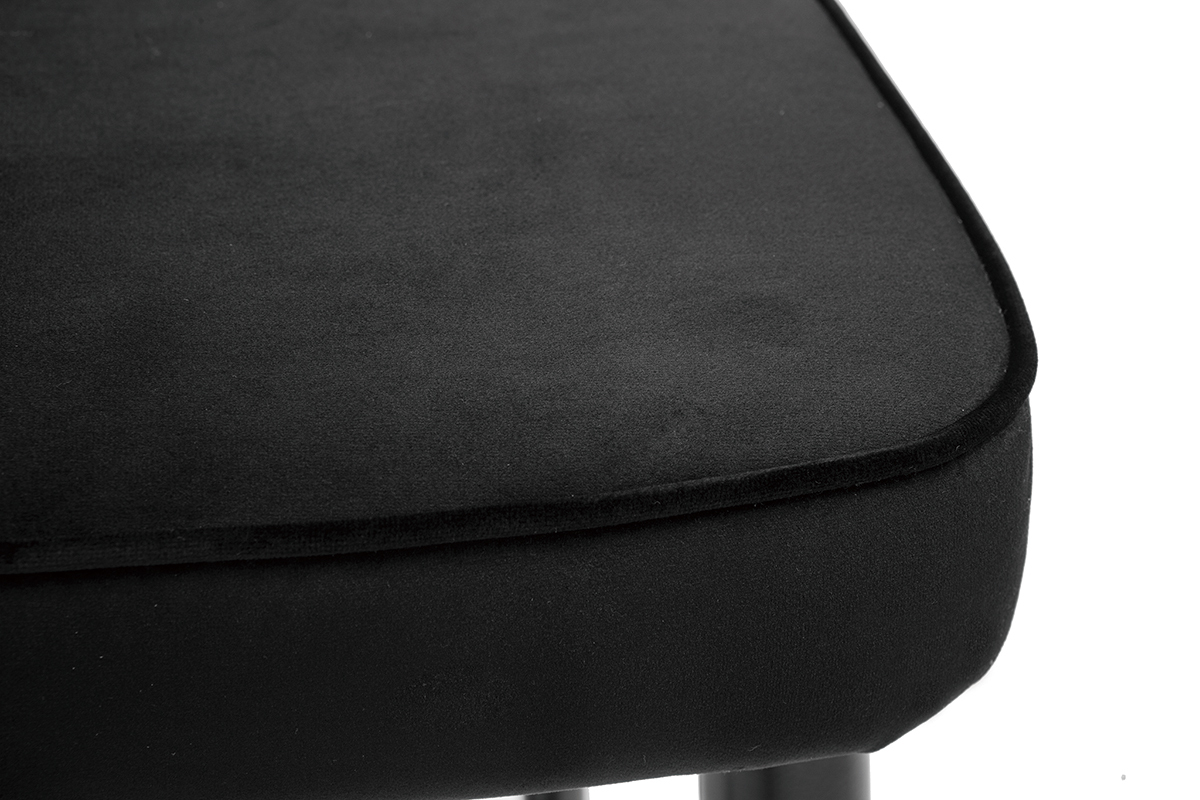 Tabouret de bar design en velours noir et mtal BELLEROSE