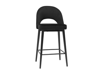 Tabouret de bar design en velours noir et métal H69 cm BELLEROSE