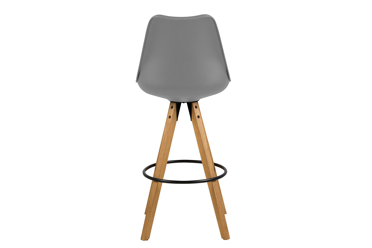 Tabouret de bar design gris fonc� et bois (lot de 2) NADJA