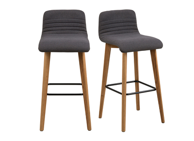 Tabouret de bar design gris fonc&eacute; et bois lot de 2 ULRIK