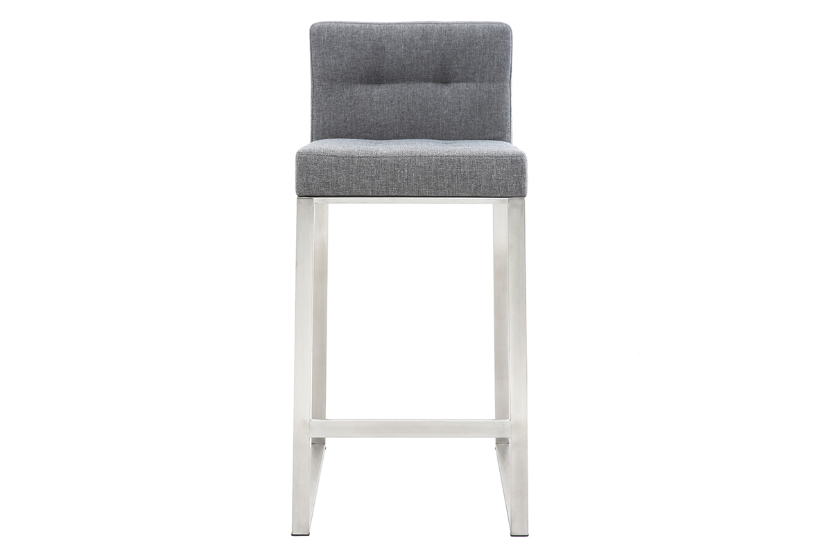 Tabouret de bar design métal et tissu gris foncé 66 cm (lot de 2) HALEY