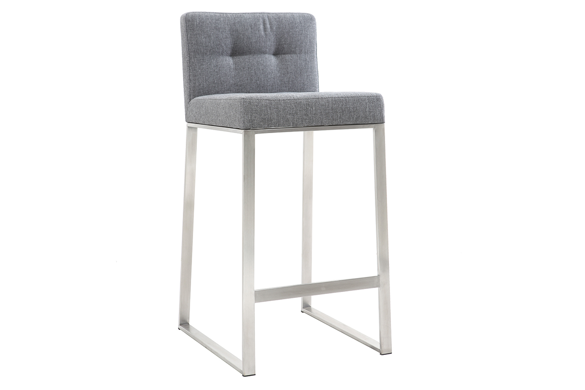 Tabouret de bar design métal et tissu gris foncé 66 cm (lot de 2) HALEY