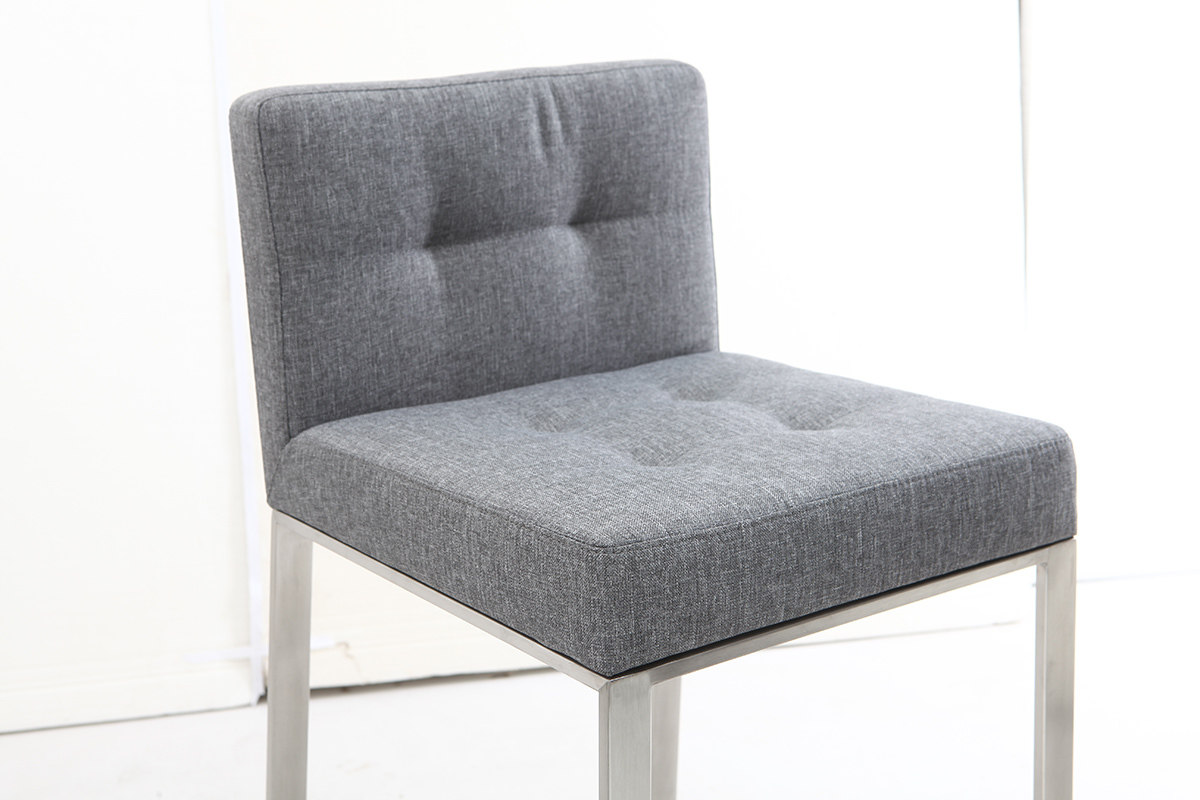 Tabouret de bar design métal et tissu gris foncé 66 cm (lot de 2) HALEY