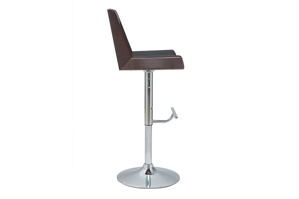 Tabouret de bar design noir et bois fonc MELKIOR