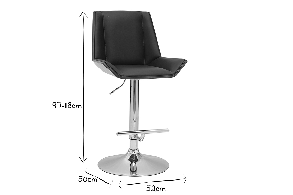 Tabouret de bar design noir et bois fonc MELKIOR