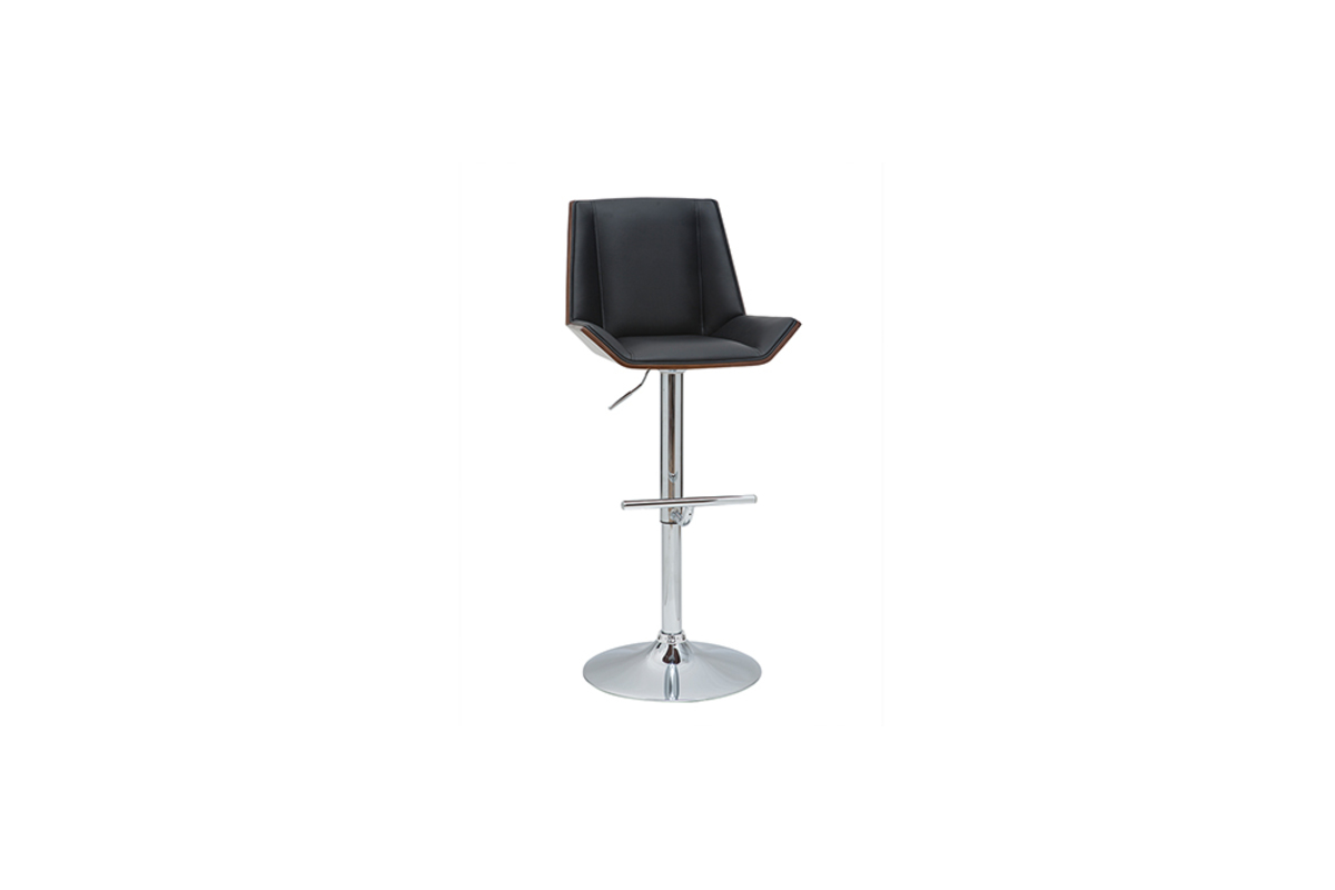 Tabouret de bar design noir et bois fonc MELKIOR