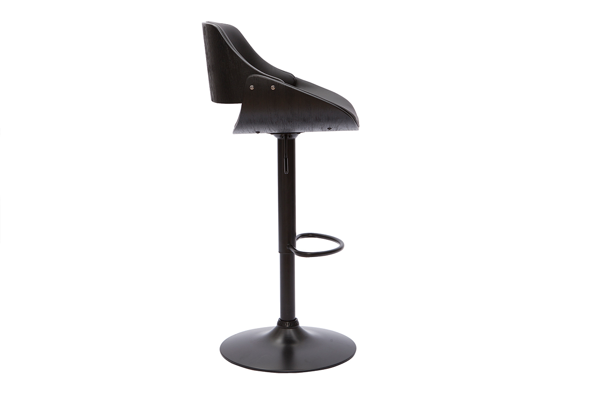 Tabouret de bar design noir réglable pivotant 360° CLASH