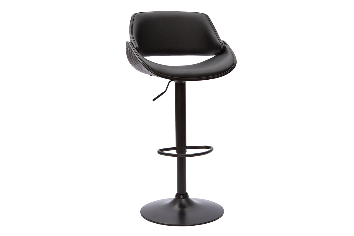 Tabouret de bar design noir réglable pivotant 360° CLASH