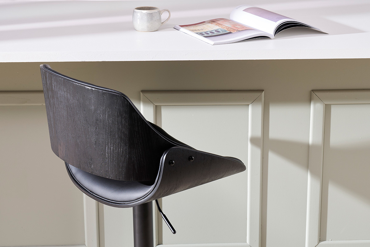 Tabouret de bar design noir réglable pivotant 360° CLASH