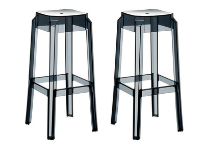 Tabouret de bar design noir transparent 65cm (lot de 2) CLEAR