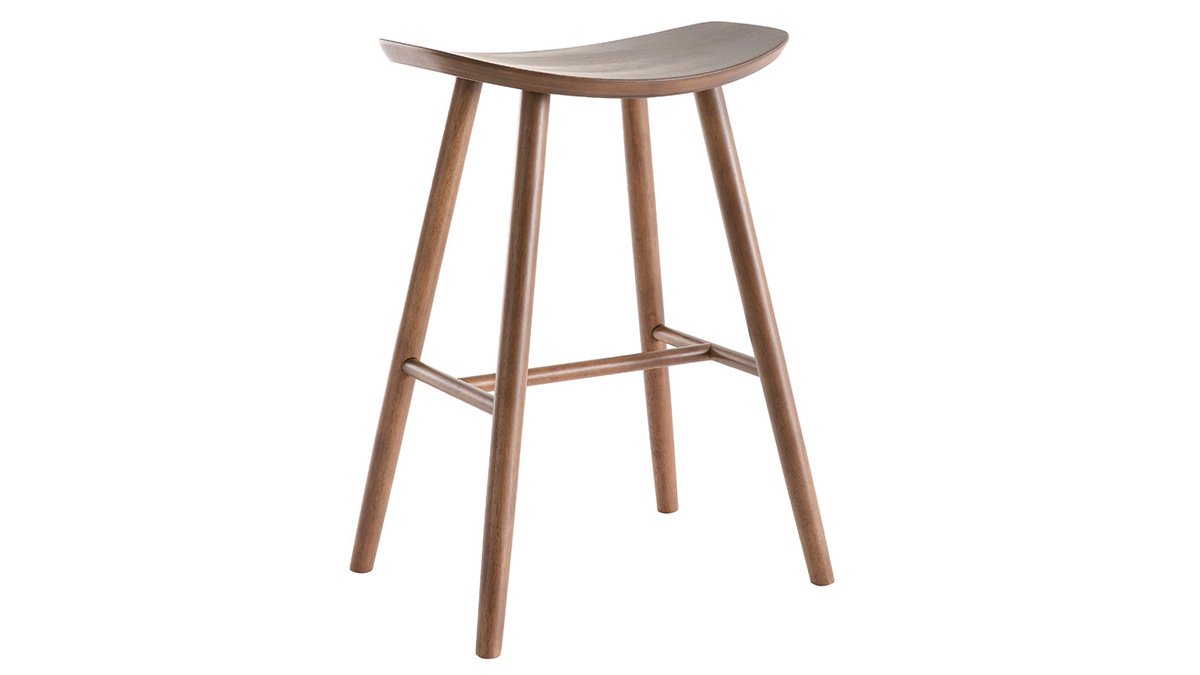 Tabouret de bar design noyer H65 cm DEMORY