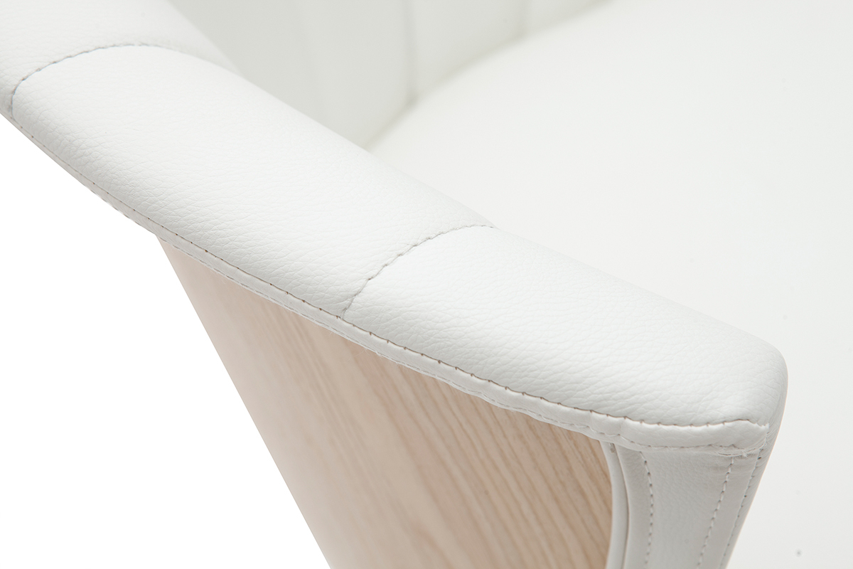 Tabouret de bar design pivotant blanc et bois clair ALBIN