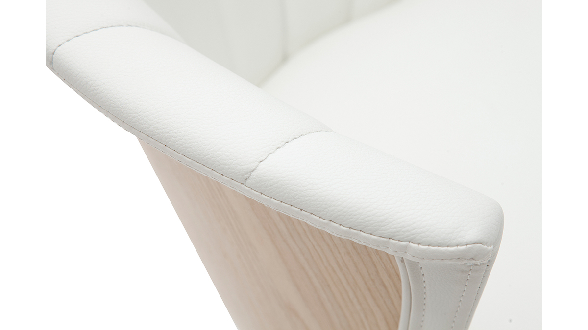 Tabouret de bar design pivotant blanc et bois clair H65cm ALBIN