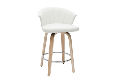 Tabouret de bar design pivotant blanc et bois clair H65cm ALBIN