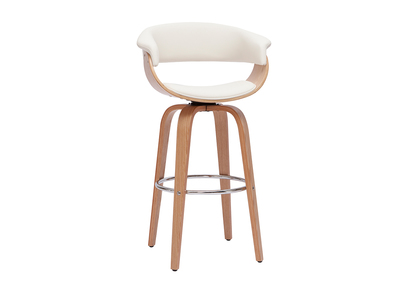 Tabouret de bar design pivotant blanc et bois clair H67 cm OKTAV