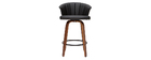 Tabouret de bar design pivotant noir et bois fonc&eacute; H65cm ALBIN