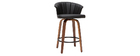 Tabouret de bar design pivotant noir et bois fonc&eacute; H65cm ALBIN