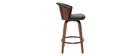 Tabouret de bar design pivotant noir et bois fonc&eacute; H65cm ALBIN