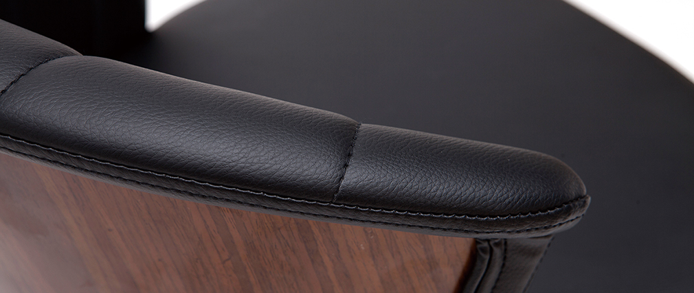 Tabouret de bar design pivotant noir et bois fonc� H65cm ALBIN