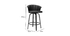 Tabouret de bar design pivotant noir et bois fonc&eacute; H65cm ALBIN