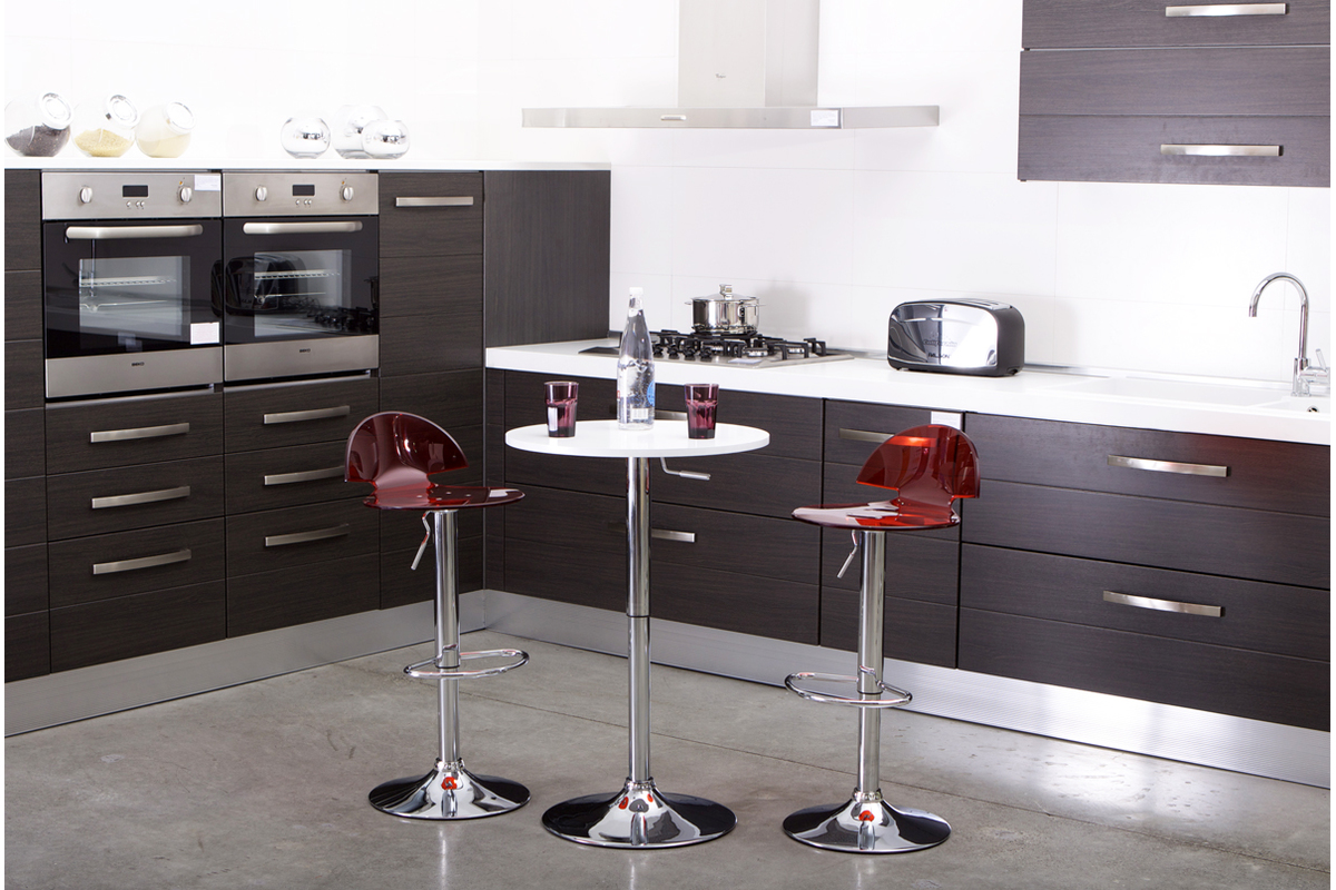 Tabouret de bar design plexiglas rouge transparent lot de 2 ORION
