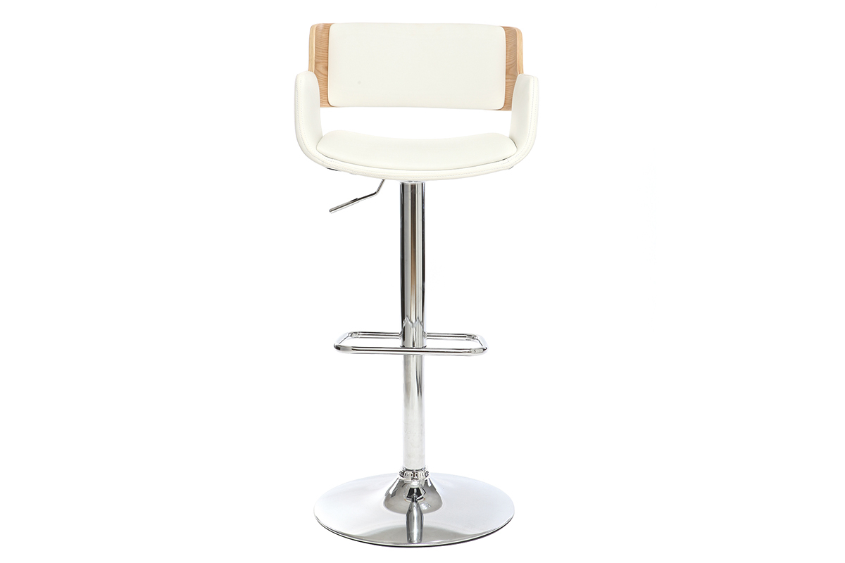 Tabouret de bar design polyur�thane blanc et bois clair RAY
