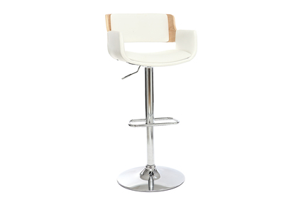 Tabouret de bar design polyur&eacute;thane blanc et bois clair RAY
