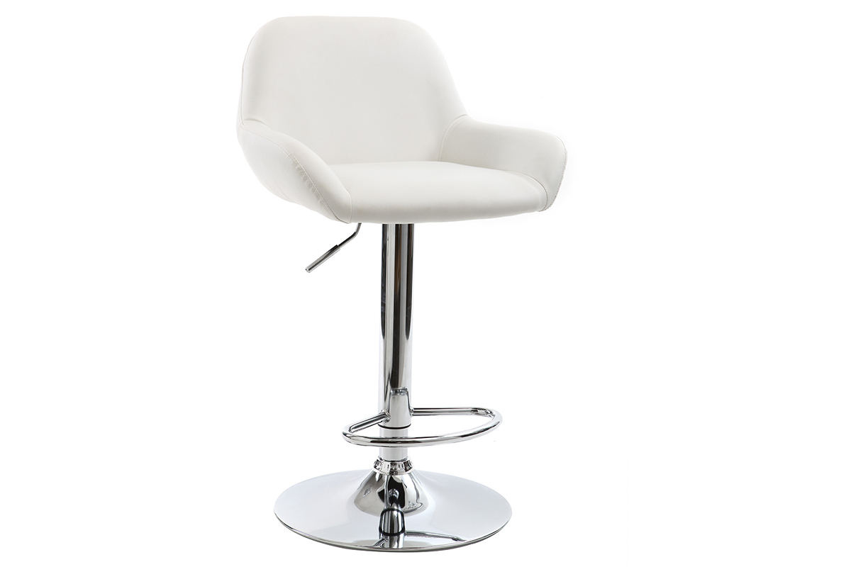 Tabouret de bar design polyurthane blanc lot de 2 CYRUS