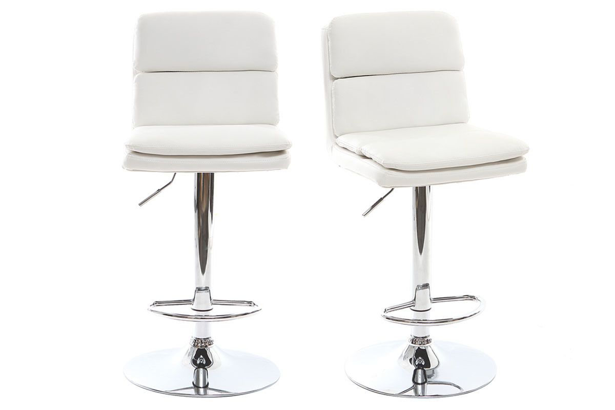 Tabouret de bar design PU blanc (lot de 2) CLARK