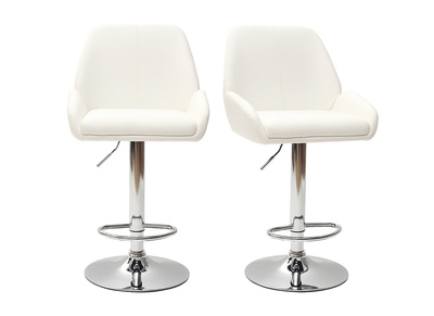 Tabouret de bar design PU blanc lot de 2 ALEK