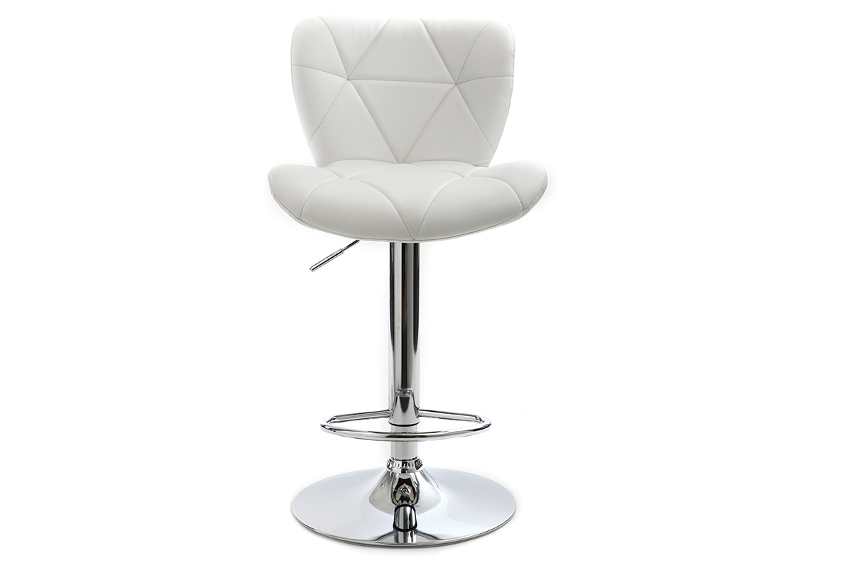 Tabouret de bar design PU blanc lot de 2 DEREK