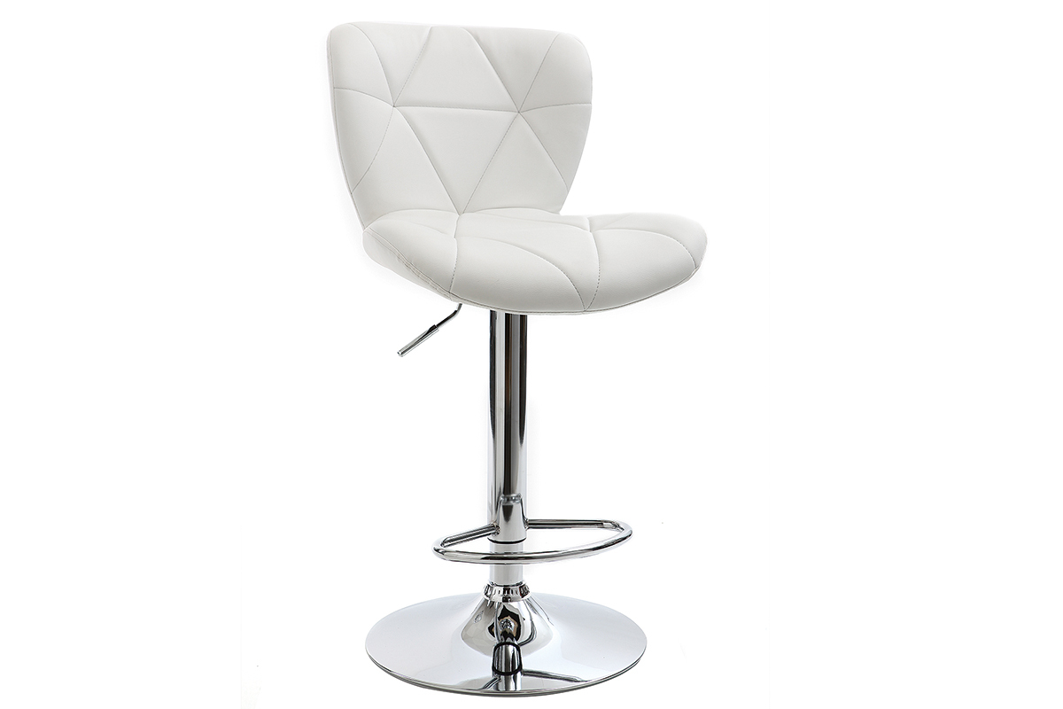 Tabouret de bar design PU blanc lot de 2 DEREK