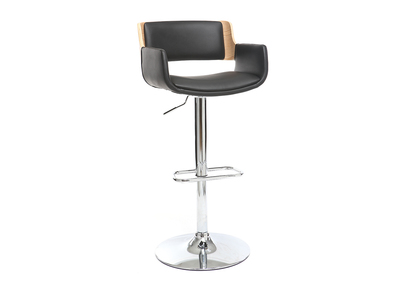 Tabouret de bar design PU noir et bois clair RAY