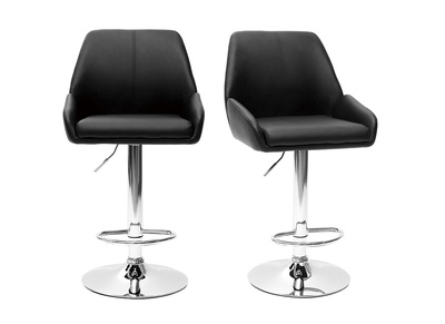 Tabouret de bar design PU noir lot de 2 ALEK