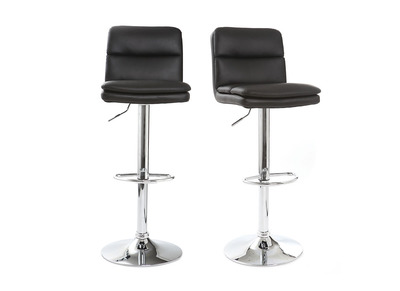 Tabouret de bar design PU noir lot de 2 CLARK